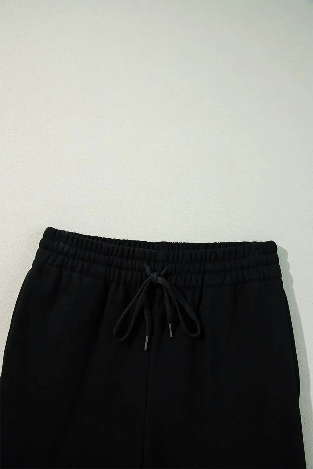 Cozy black fleece pants with drawstring - Love Salve